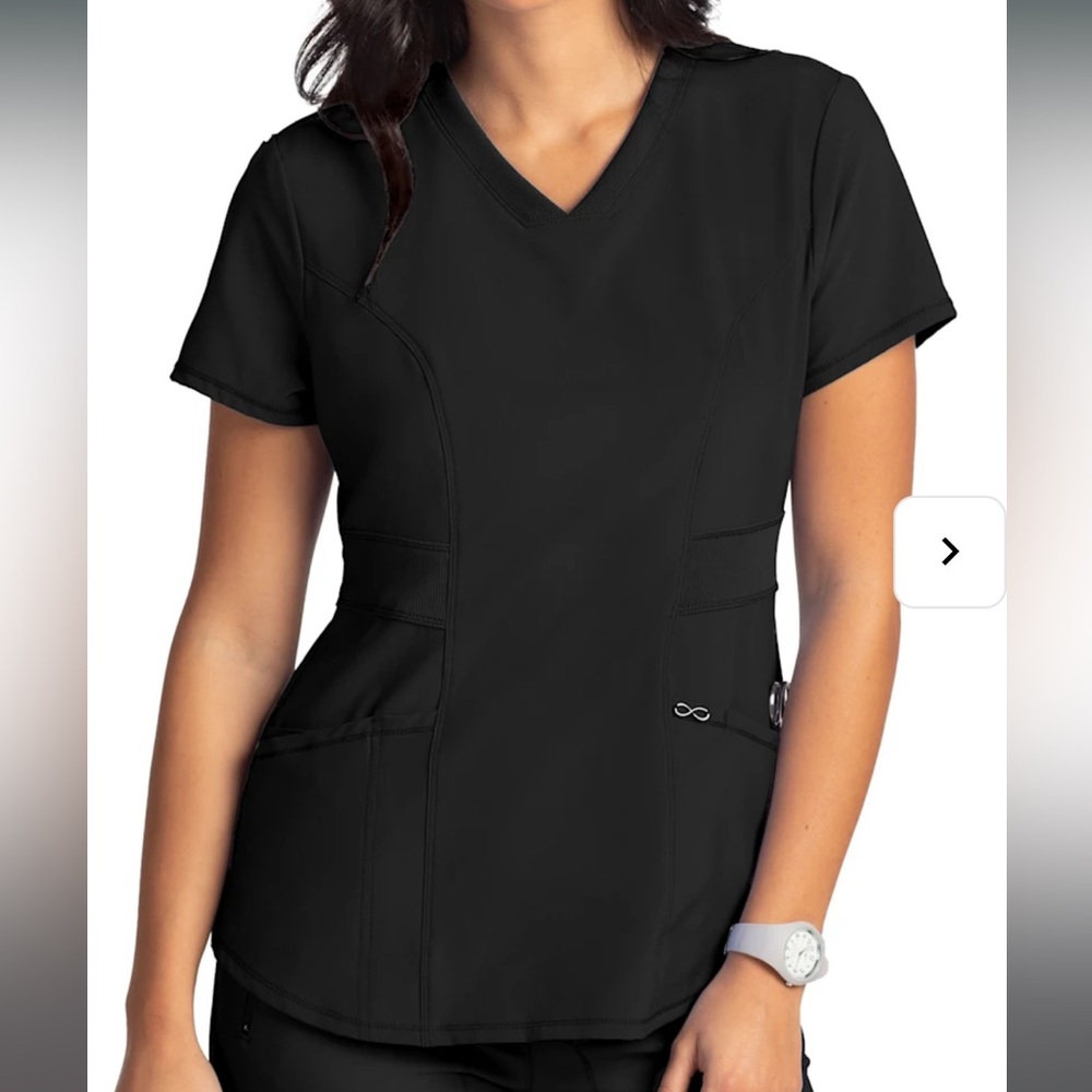 Cherokee Infinity Knit Waist V-Neck Scrub Top - HYDRAFACIAL - Medium